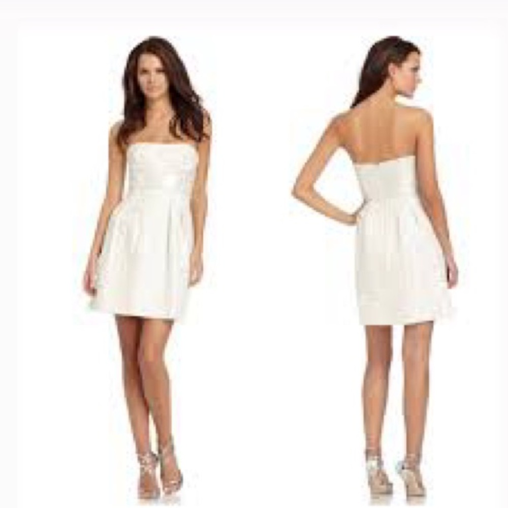 NWT BCBGMAXAZRIA “Trudy” Strapless Metallic Jacquard A-Line Dress • Size 2 ✨